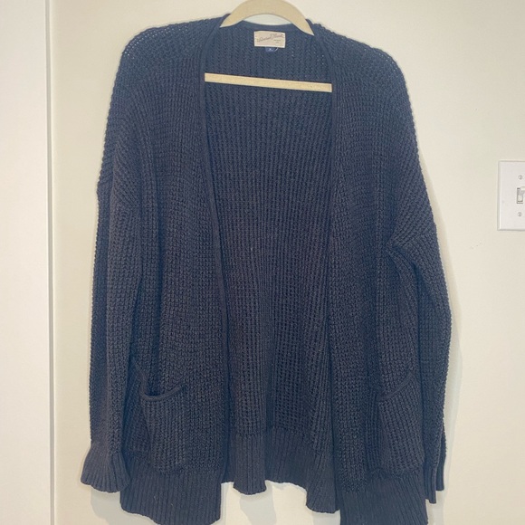 Black Slouchy Cardigan Sweater - Picture 2 of 3